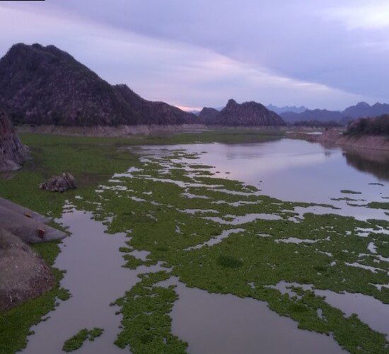Beatiful view from the shore Mateos Lake