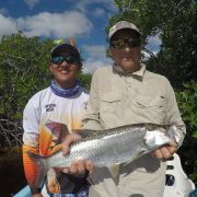 Angler with tarpon in Boca Paila