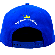 Back view of custom fishing cap with NOmonday logo and crown.